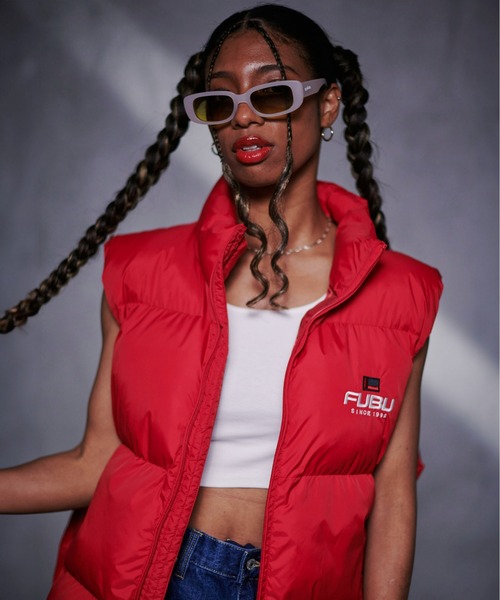 FUBU（フブ） ダウンベスト ベスト ブランド ロゴ 刺繍 ドローコード