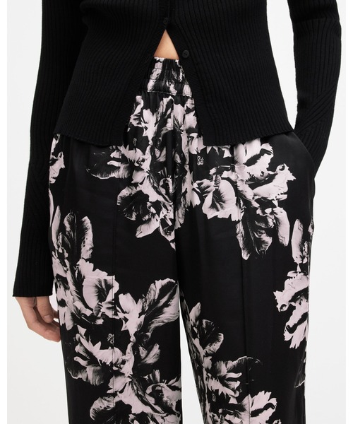 ALLSAINTS パンツ CHARLI SILK BLEND WIDE LEG FLORAL TROUSERS