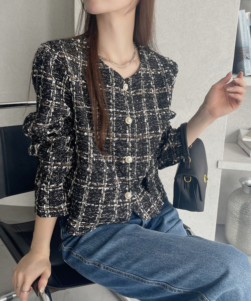 Ada. ジャケット ノーカラージャケット 「秋・冬ジャケット」金ボタン