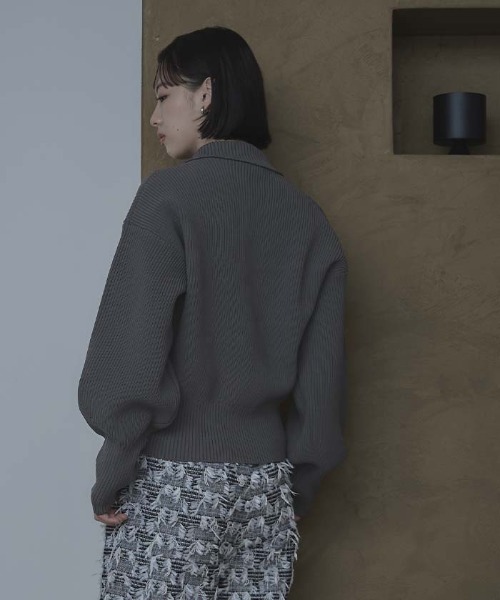 miette カーディガン BIGボタン襟付きニットカーディガン