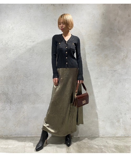 カーディガン 「DESERT ROSE/デザートローズ」Vネックラメリブニットカーディガン レディース Desert Rose カーディガン 「DESERT ROSE/デザートローズ」V