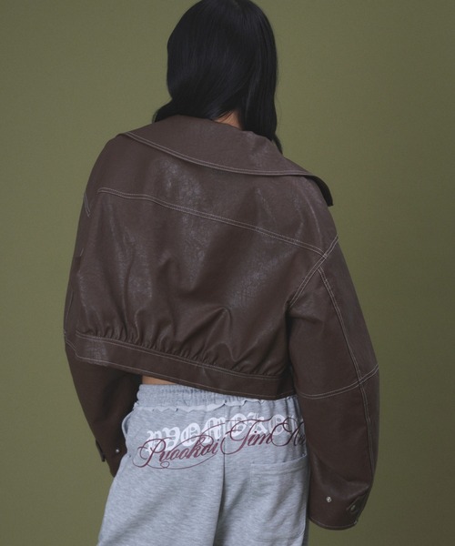 dispark レザージャケット ライダース DISPARK/配色ステッチWZIP