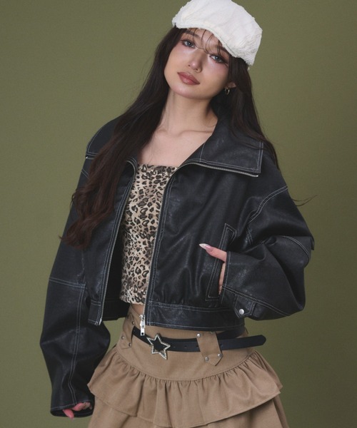 skep ショートブルゾン　黒　レディース 変形ショートブルゾン：黒［JK13BZBK］ | skep-online shop