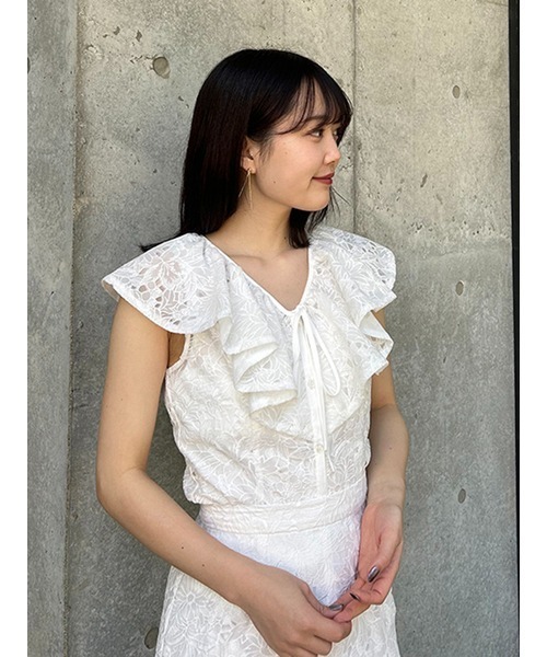 SNIDEL フリルノースリーブトップス ONE SIZE SNIDEL 「SNIDEL」 ノースリーブブラウス ONE SIZE グレー