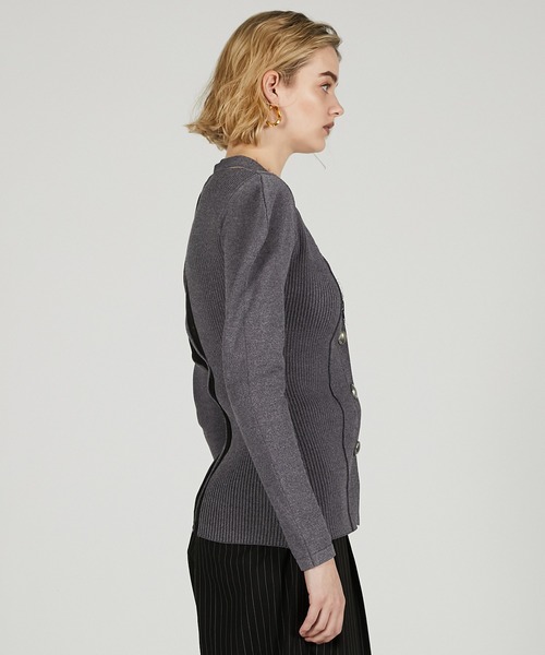 カーディガン パフスリーブレースニットカーデ / Puff Sleeve Lace Knit Cardigan レディース PRANK PROJECT カーディガン パフスリーブレースニットカーデ