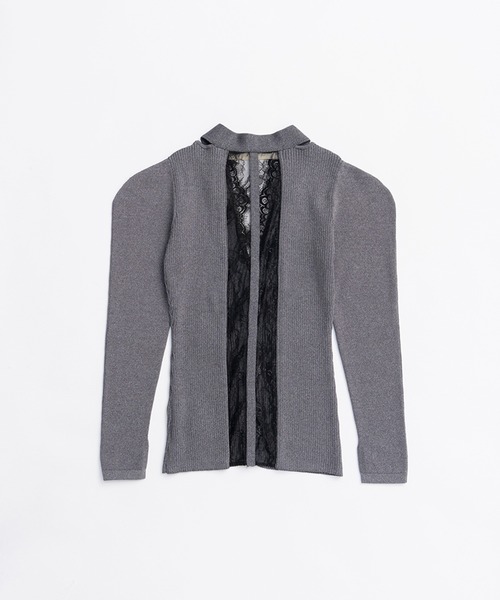 カーディガン パフスリーブレースニットカーデ / Puff Sleeve Lace Knit Cardigan レディース PRANK PROJECT カーディガン パフスリーブレースニットカーデ
