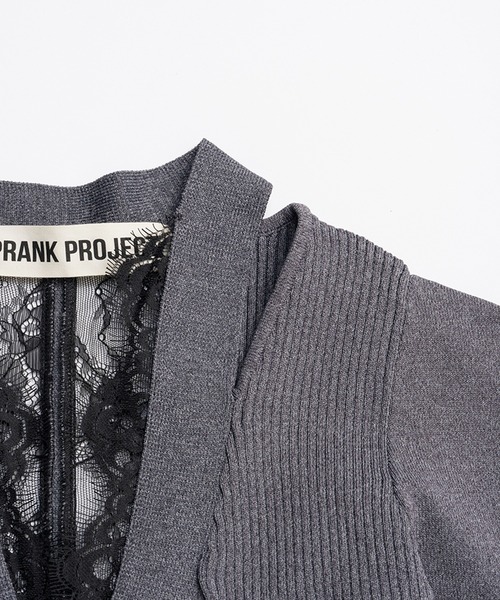 カーディガン パフスリーブレースニットカーデ / Puff Sleeve Lace Knit Cardigan レディース PRANK PROJECT カーディガン パフスリーブレースニットカーデ