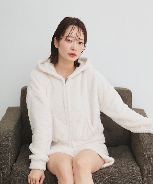 ad thie（アドティエ） パジャマ ルームウェア ボアショート パーカー
