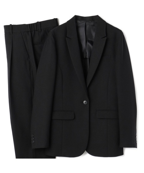 【形状安定】選択機で洗えるスーツ　ブラックパンツスーツ シングルボタン SUIT SELECT セレモニースーツ セットアップ 「すぐ着られるパンツ裾