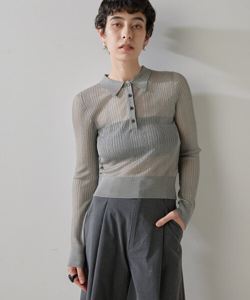 【美品】theory セーター ニット ポロ THE PAUSE ニット セーター 「THE PAUSE」シアーポロニット