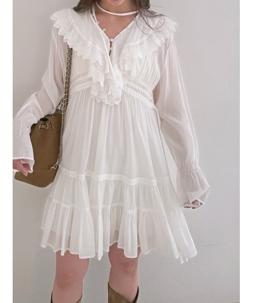 SNIDEL ブラウス シャツ コットンライクラッフルカラー