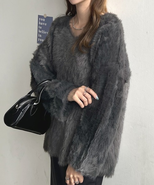 「Futier land」 Vネックニット FREE ライトピンク レディース_画像6