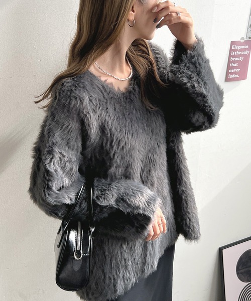 「Futier land」 Vネックニット FREE ライトピンク レディース_画像7