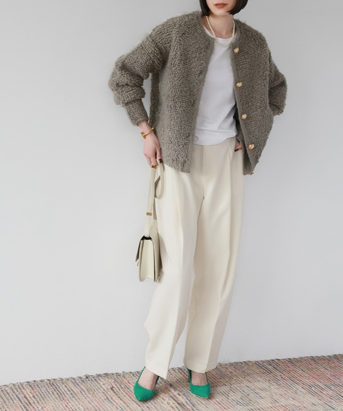 「ELFRANK」 ニットカーディガン FREE ライトベージュ レディース_画像3