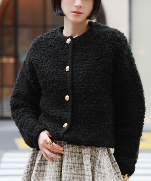 「ELFRANK」 ニットカーディガン FREE ライトベージュ レディース_画像9