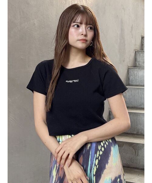 tシャツ スワイ天竺_クロップドTシャツ レディース MURUA tシャツ パッチステッチクロップドT レディース