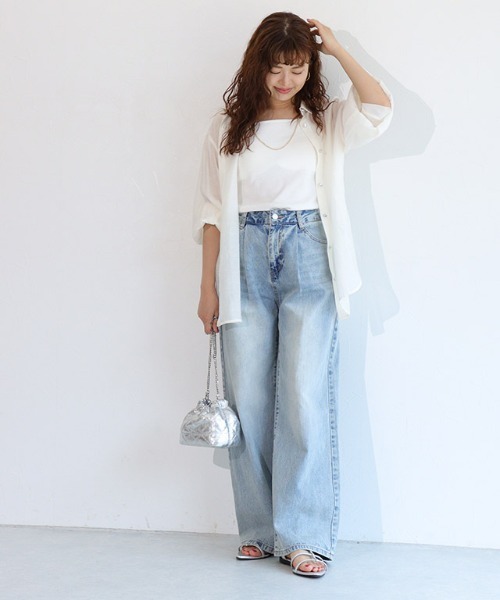 Pierrot（ピエロ） ブラウス シャツ ビジューシアーシャツ レディース