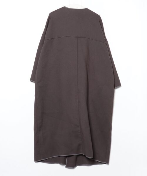 「KBF+」 ノーカラーコート ONE チャコールグレー レディース_画像2
