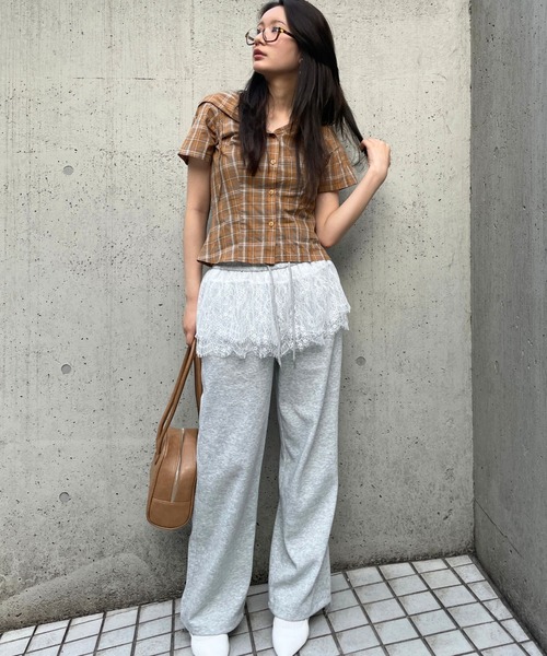 FreshService / 半袖シャツ/FREE/コットン/BRW/チェック/fsw-21-sh FOREVER21（フォーエバー21） ブラウス シャツ 「2025SS」チェック