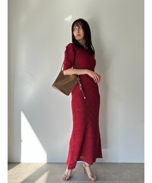SNIDEL ワンピース Sustainableクロシェライクニットワンピース 