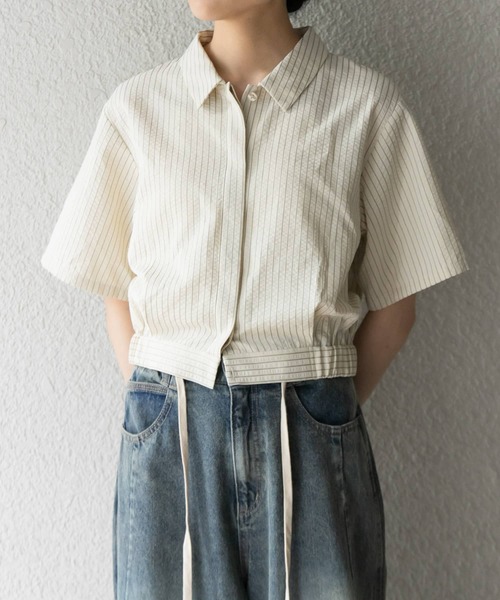 KBF（ケービーエフ） ブラウス シャツ コンパクトストライプシャツ