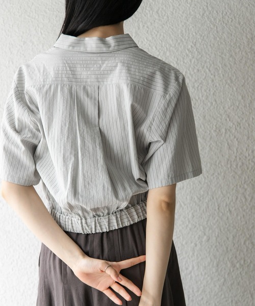 seya. / セヤ | SHAHNAMEH SHIRT ストライプ シャツ ブラウス | 1 | グレー | レディース セール】 【洗える】コットンアセVis ストライプ シャツカラー