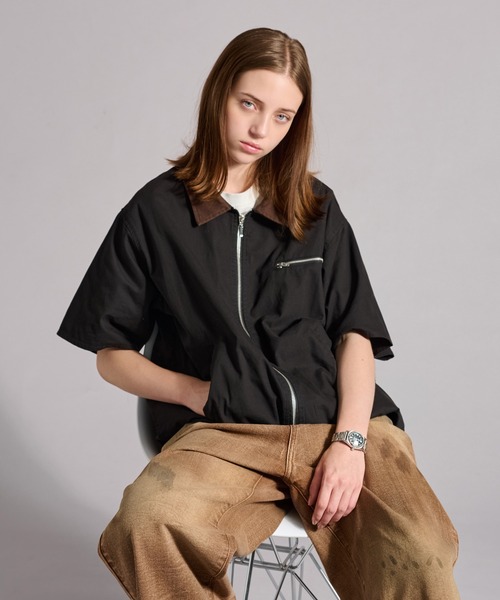 WETTEMPT シャツ ZIP TWILL HALF SLEEVE BLOUSON / ジップツイルハーフ