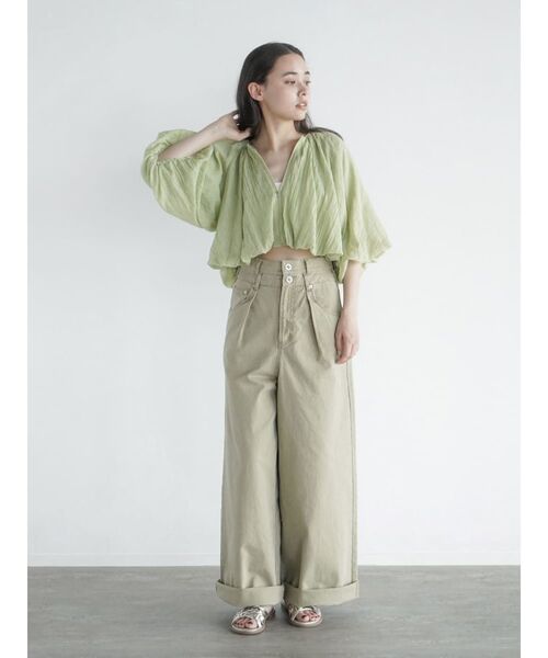 トップス HIKA FIKA. ブラウス シャツ Zip up balloon tops レディース