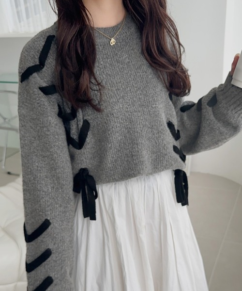 mily bilet ニット セーター 「mily bilet」リボンで魅せる大人