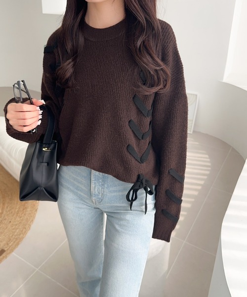 mily bilet ニット セーター 「mily bilet」リボンで魅せる大人