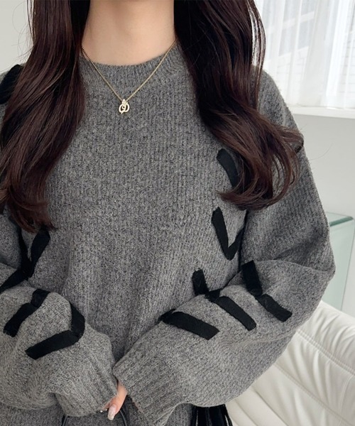 mily bilet ニット セーター 「mily bilet」リボンで魅せる大人