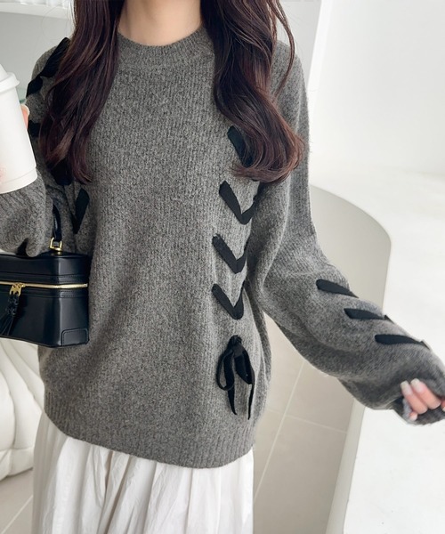 mily bilet ニット セーター 「mily bilet」リボンで魅せる大人