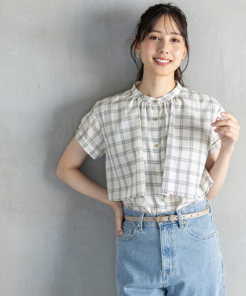 ANY SIS（エニィスィス） ブラウス シャツ 半袖 「洗える」バンド