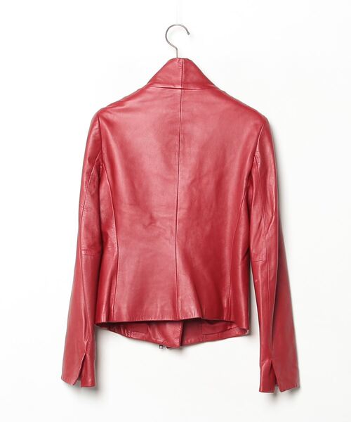 「DKNY」 レザーブルゾン 2 レッド レディース