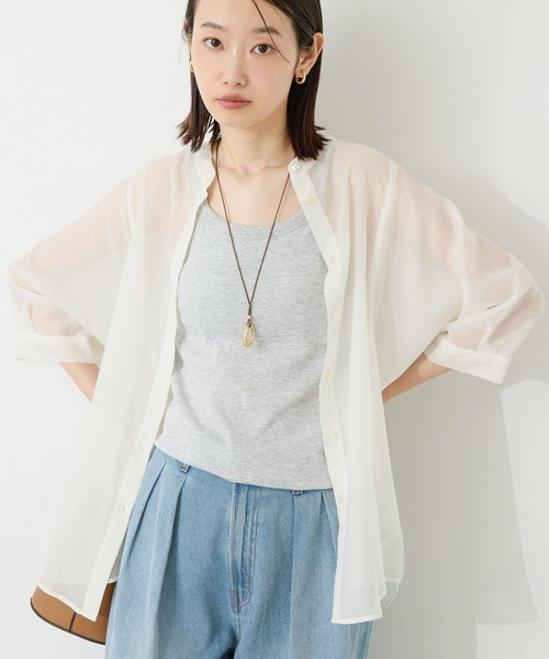 AMERICAN HOLIC ブラウス シャツ 5分袖シアードルマンシャツ