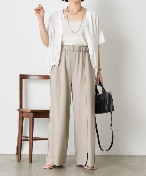 新品　今季　ジェナ　リバーシブルボンディングワイドパンツ　アイボリー　カーキ 新品 今季 ジェナ リバーシブルボンディングワイドパンツ