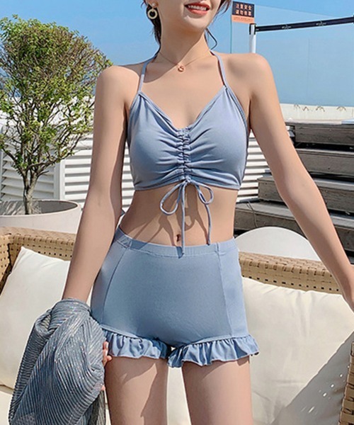 ビキニハイウエスト水着セット 水着 シアートップス ハイウエストビキニ セット レディース