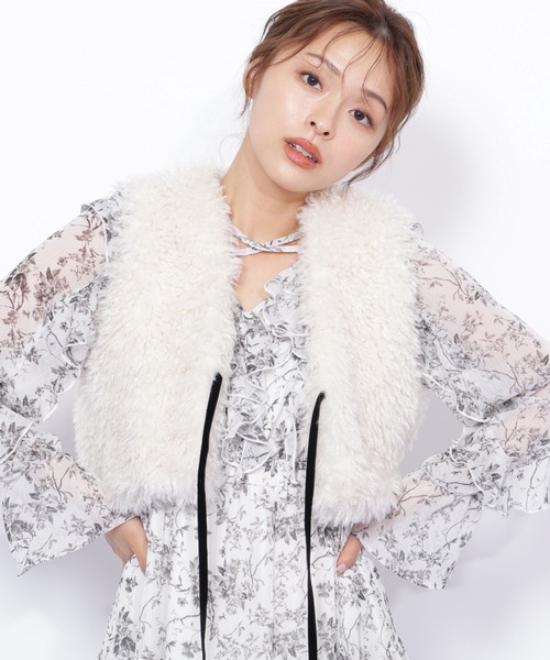 GO TO HOLLYWOOD フリル付きボアベスト JILL by JILL STUART（ジルバイジルスチュアート） ベスト ジレ リボン