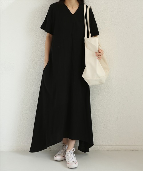 「MAISON DE THERESE」 半袖ワンピース FREE ブラック レディース_画像2