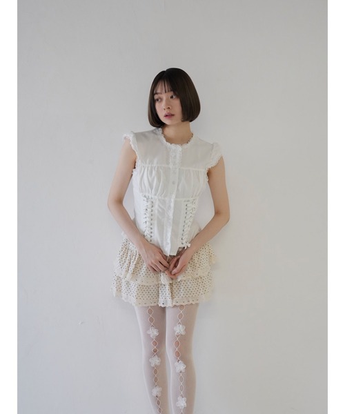 「Uenui」 半袖ブラウス FREE ホワイト レディース_画像4
