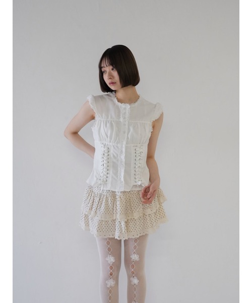 「Uenui」 半袖ブラウス FREE ホワイト レディース_画像9