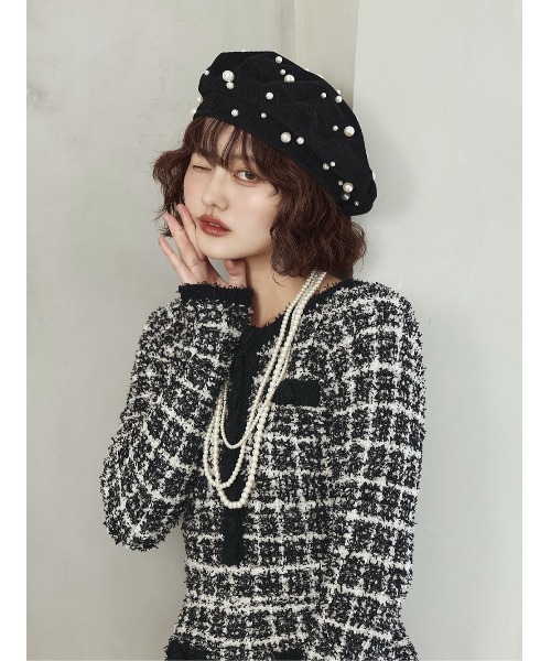 Darich（ダーリッチ） 帽子 ベレー帽 ランダムパールベレー レディース