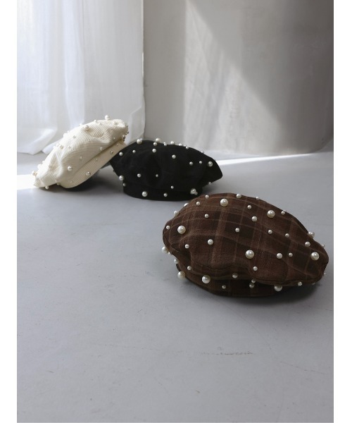 Darich（ダーリッチ） 帽子 ベレー帽 ランダムパールベレー レディース
