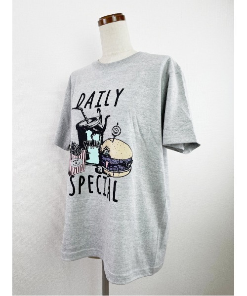 「WORLD WIDE LOVE!」 半袖Tシャツ 1 グレイッシュブルー レディース_画像7