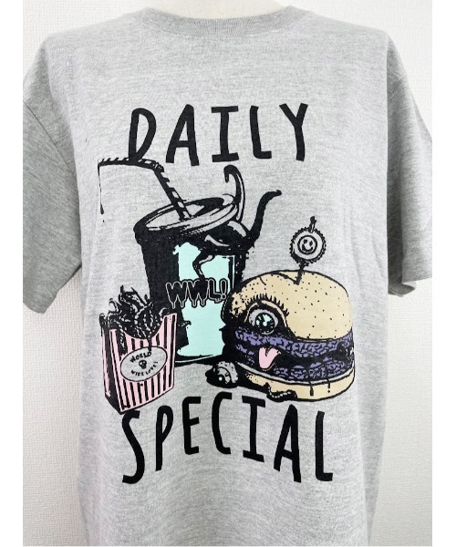 「WORLD WIDE LOVE!」 半袖Tシャツ 1 グレイッシュブルー レディース_画像9