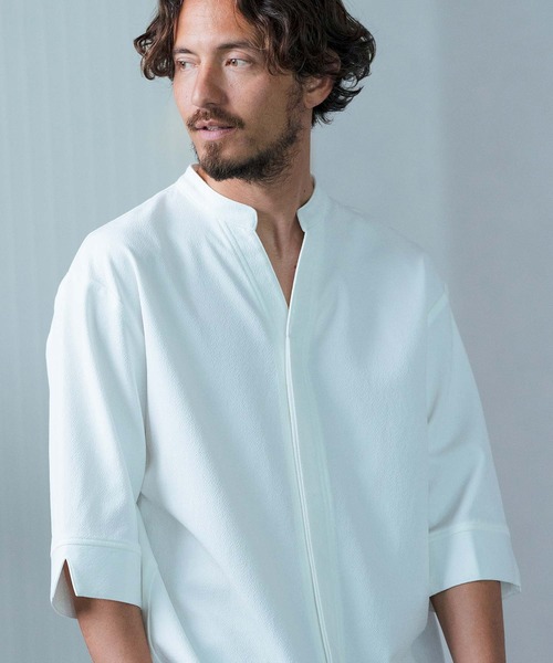 「Magine」 7分袖シャツ 48 ホワイト メンズ_画像3