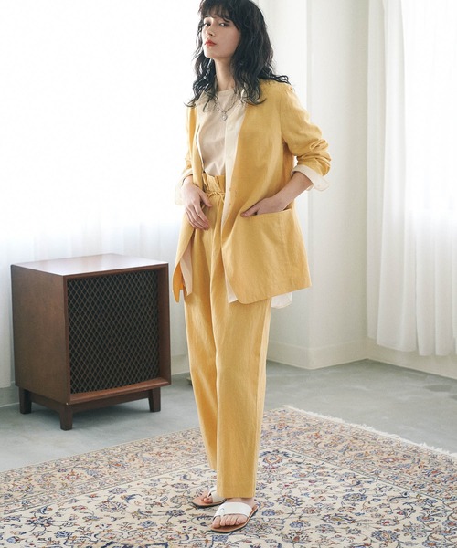 「MADEMOISELLE ROPE'」 イージーパンツ 36 イエロー レディース_画像4