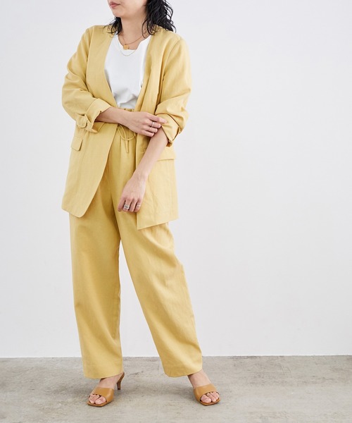 「MADEMOISELLE ROPE'」 イージーパンツ 36 イエロー レディース_画像8