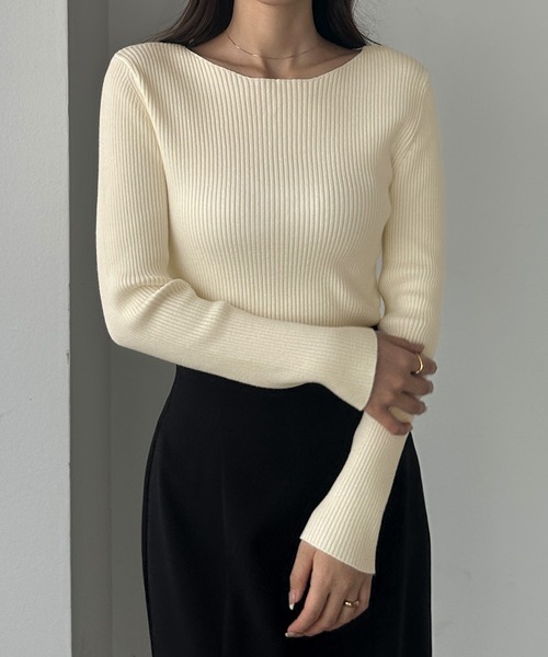 「Louere」 長袖ニット SMALL グレイッシュベージュ レディース_画像2