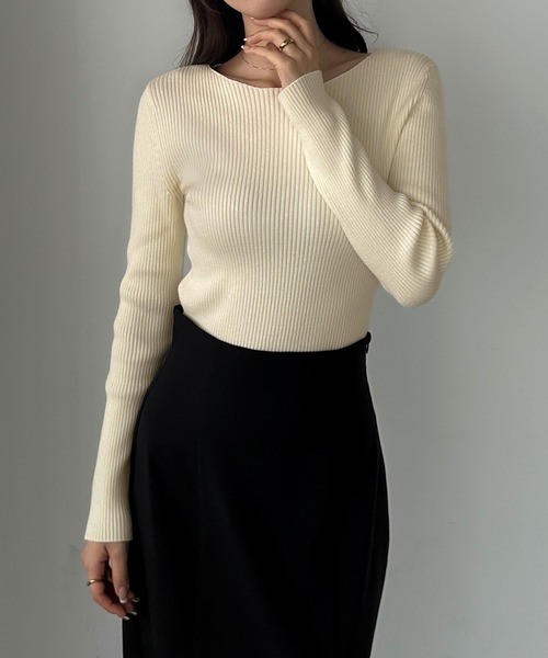 「Louere」 長袖ニット SMALL グレイッシュベージュ レディース_画像3